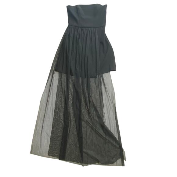 French Connection Women's Black Whisper Mini Dress With Tulle Size 4 NEW $158 - Picture 4 of 15